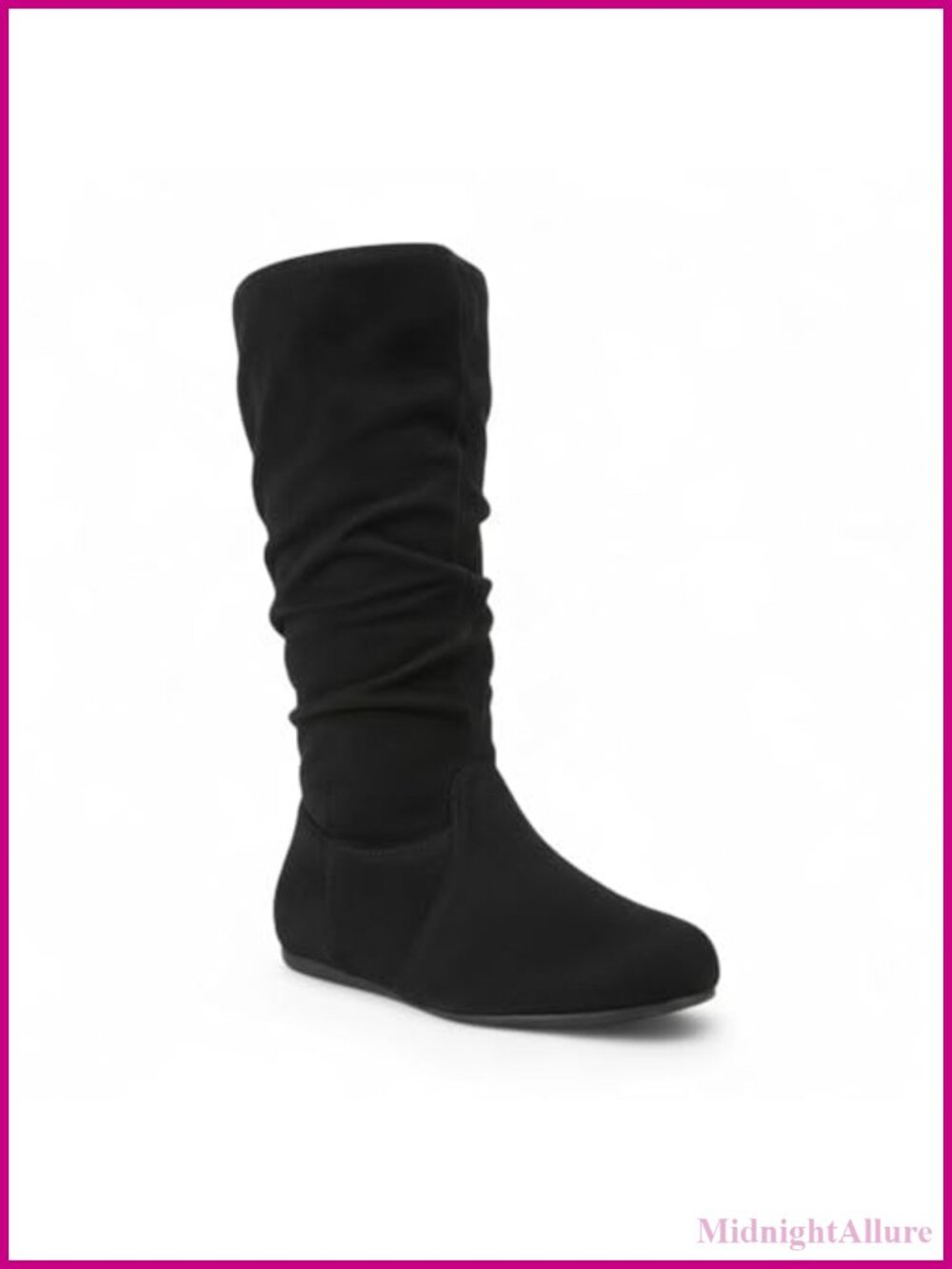 Womens Mid-Calf Pull On Zip Flat Low Heel Winter Boots